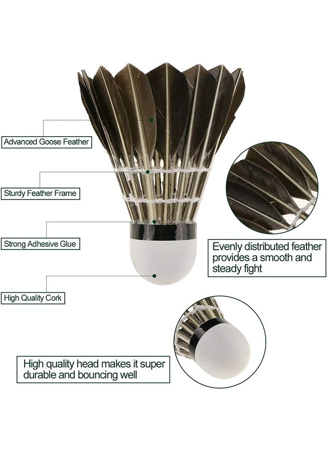 GROIC Goose Feather Badminton Shuttlecocks with Great Stability and Durability, High Speed ball, Pack of 12 - Image 2