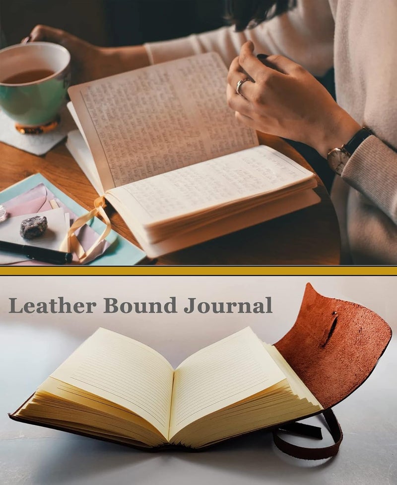 Rustic Town Antique Brown Leather Bound Journal for Men Travel Diary (200-Pages) Vintage Leather Journal Writing Notebooks Women Gift for Him Her - Image 2