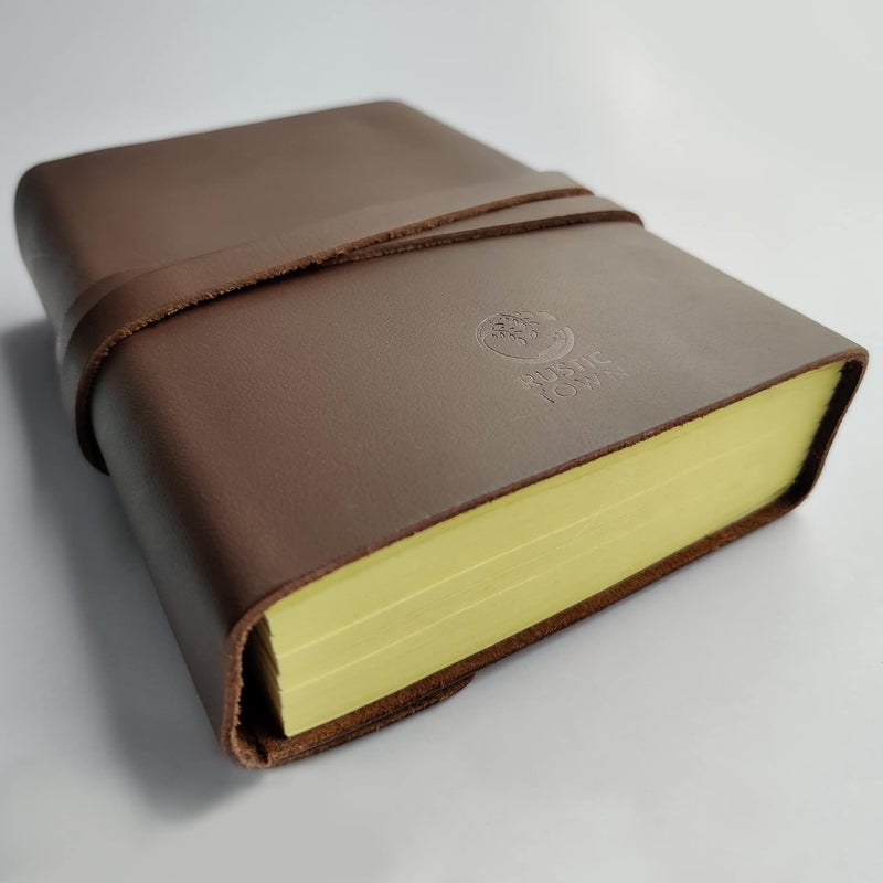 Rustic Town Antique Brown Leather Bound Journal for Men Travel Diary (200-Pages) Vintage Leather Journal Writing Notebooks Women Gift for Him Her - Image 5