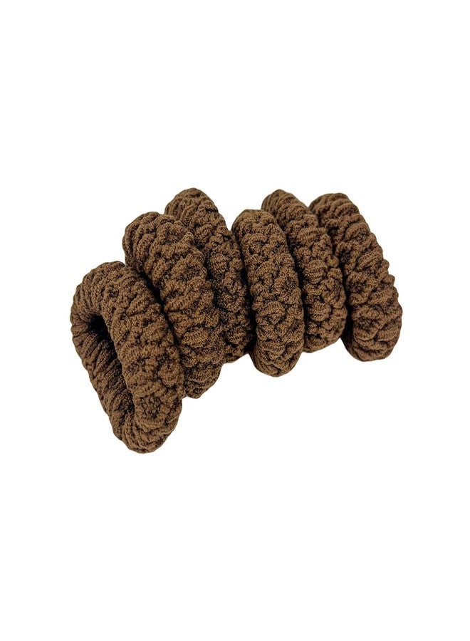 BLBM Hair Ties with Seamless High Elastic Thickening and widening in Ponytail Holders (Brown with 6 Pcs Packing) - Image 1