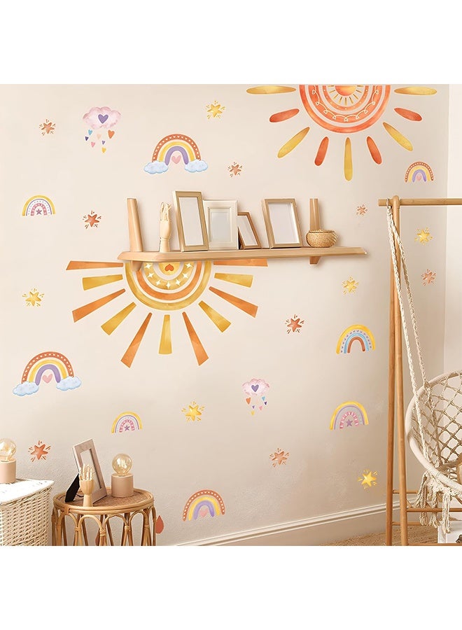 Sweet Life Sun Wall Stickers Large Rainbow and Clouds Peel and Stick Wall Art Decals for Baby Nursery Kids Bedroom Living Room - Image 3