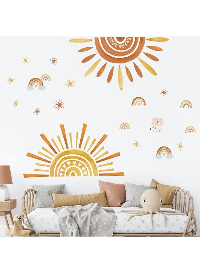 Sweet Life Sun Wall Stickers Large Rainbow and Clouds Peel and Stick Wall Art Decals for Baby Nursery Kids Bedroom Living Room - Image 1