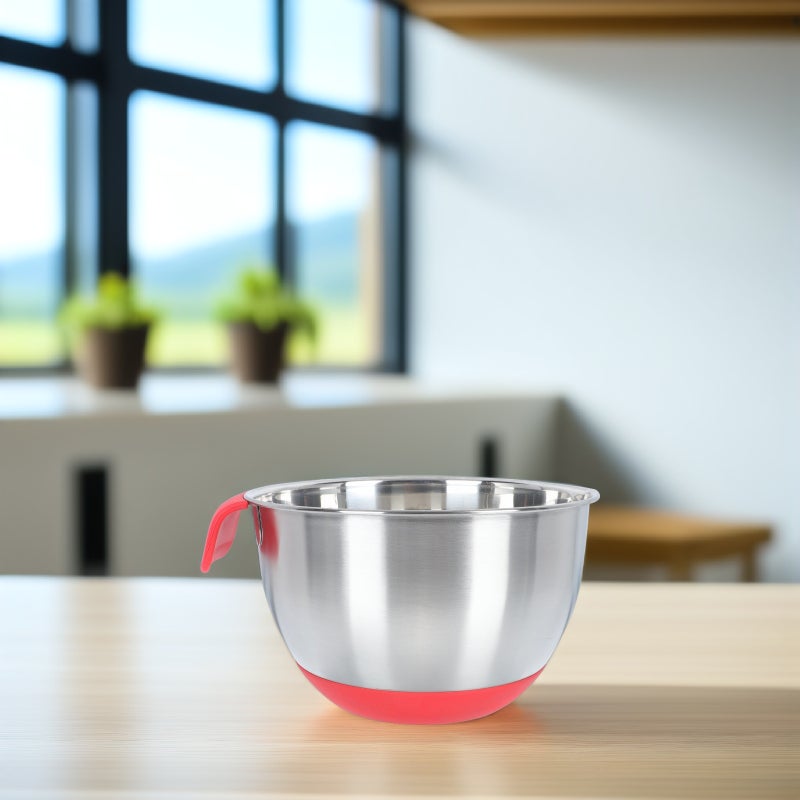 2 pcs Silicone Stainless Steel Bowl Mixing Bowl Inclined Mouth Salad Bowl - Image 2