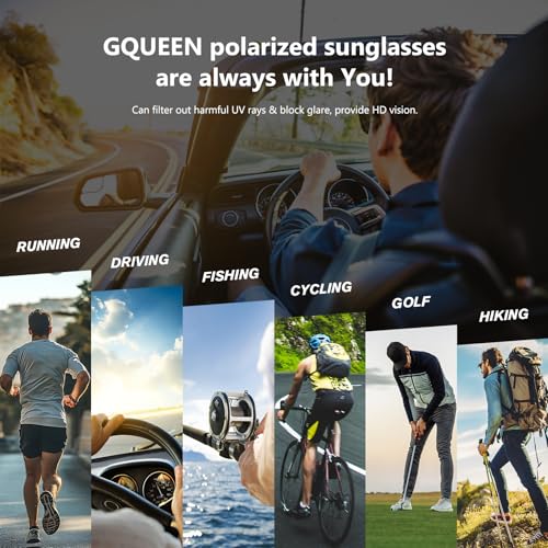 GQUEEN Retro Polarized Sunglasses Men Womens Sports UV400 Protection Rectangular Square Frame - Image 5