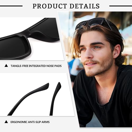 GQUEEN Retro Polarized Sunglasses Men Womens Sports UV400 Protection Rectangular Square Frame - Image 3