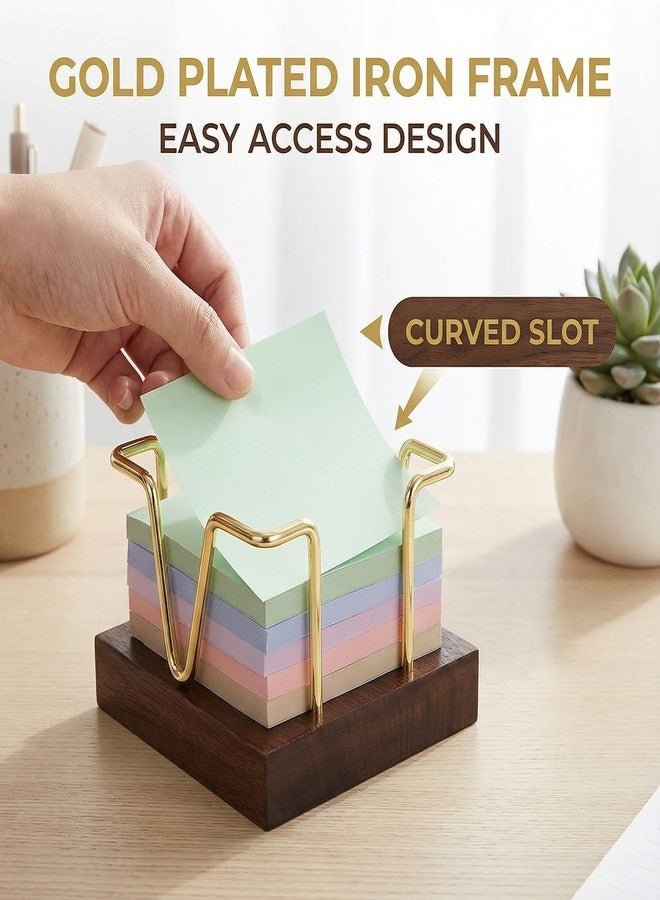 MXOAZNE Wood Sticky Note Holder, 3 x 3 inch Self-Stick Note Memo Pad Holder for Desk, Notepad Dispenser for School Office, Gold - Image 5