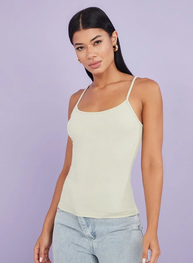 Styli Strappy Rib Fitted Tank