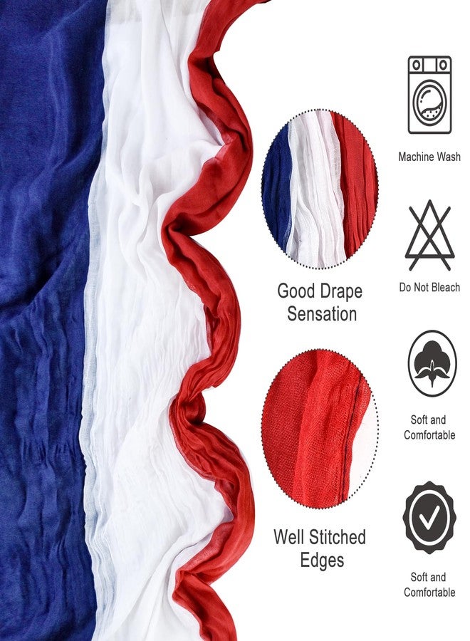 Jeyeou 4th of July Cheesecloth Table Runner, Vintage Red White and Blue Table Runner for Memorial Day Labor Day Independence Day Veterans Day Patriotic Party Decoration for Dining Room Indoor Outdoor 118Inch - Image 2