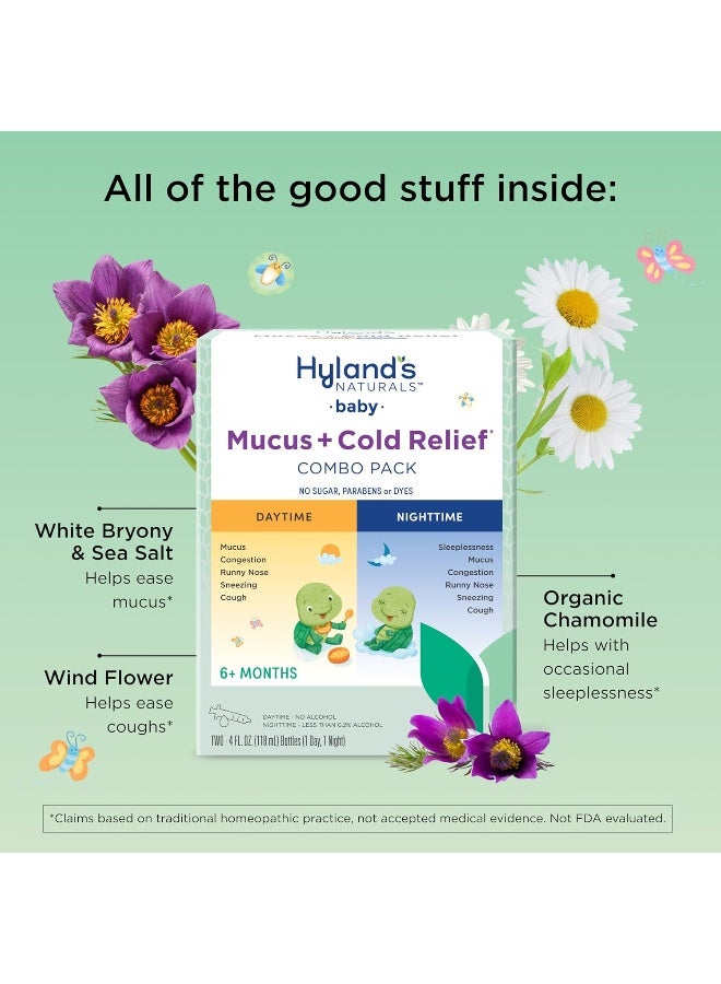 Hyland's هيزلاندز ناتشورالز دواء تخفيف المخاط والبرد للأطفال، حزمة قيمة نهارية وليلية، دواء البرد للأطفال والرضع، مزيل احتقان وتخفيف السعال، 8 أونصة سائلة - Image 3
