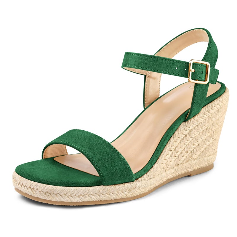 mysoft Women's Platform Espadrille Wedge Sandals Square Open Toe Ankle Strap Buckle Casual Summer Dressy Sandals - Image 1