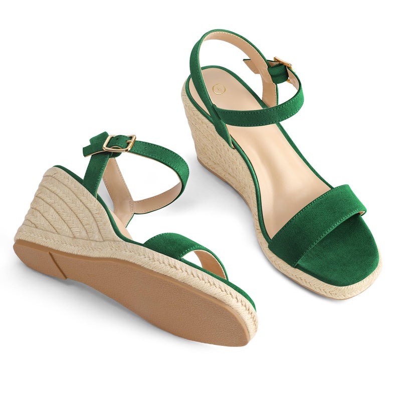 mysoft Women's Platform Espadrille Wedge Sandals Square Open Toe Ankle Strap Buckle Casual Summer Dressy Sandals - Image 5