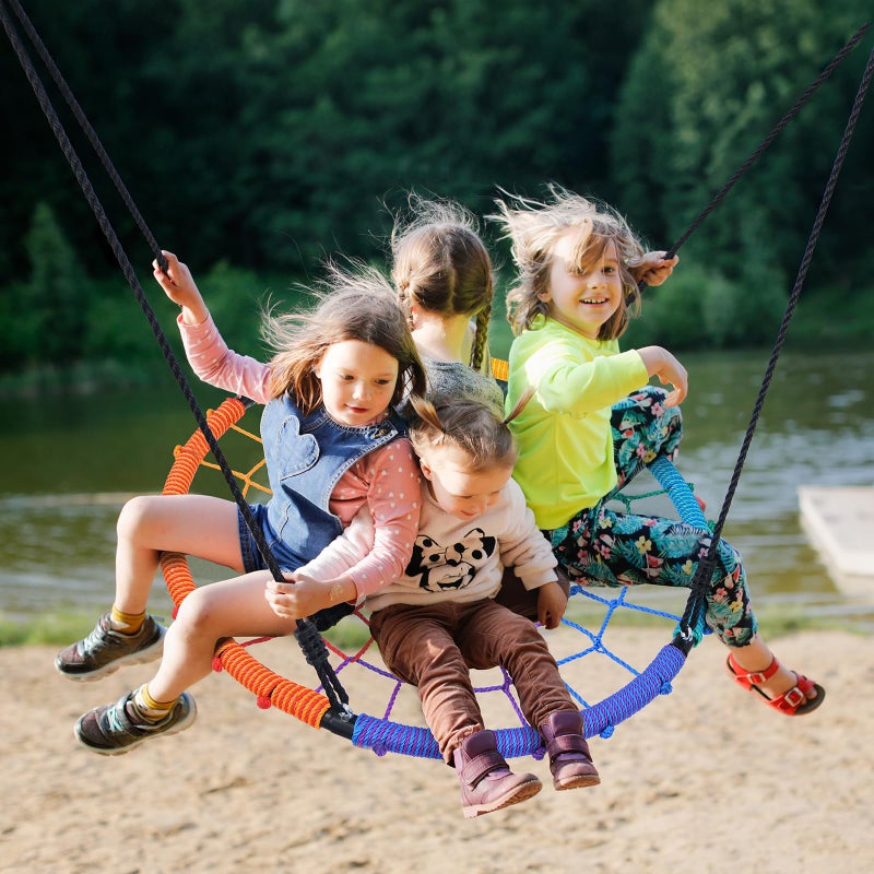 Trekassy 750lbs 40" Spider Web Saucer Tree Swing for Kids Adults, Outdoor Net Swing with Steel Frame and 2 Hanging Straps-Rainbow (Patented) - Image 5