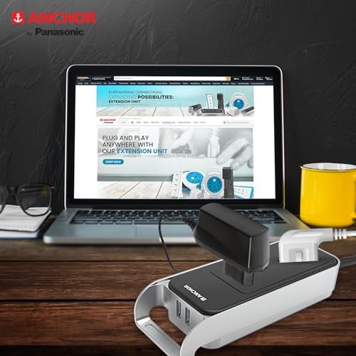 Anchor by Panasonic 6A 2 Universal Socket with 2 USB Port | 6A Extension Board with 2.4A 2 USB Port | Multi Plug Socket for Home Wall, Office (22052) - Image 5