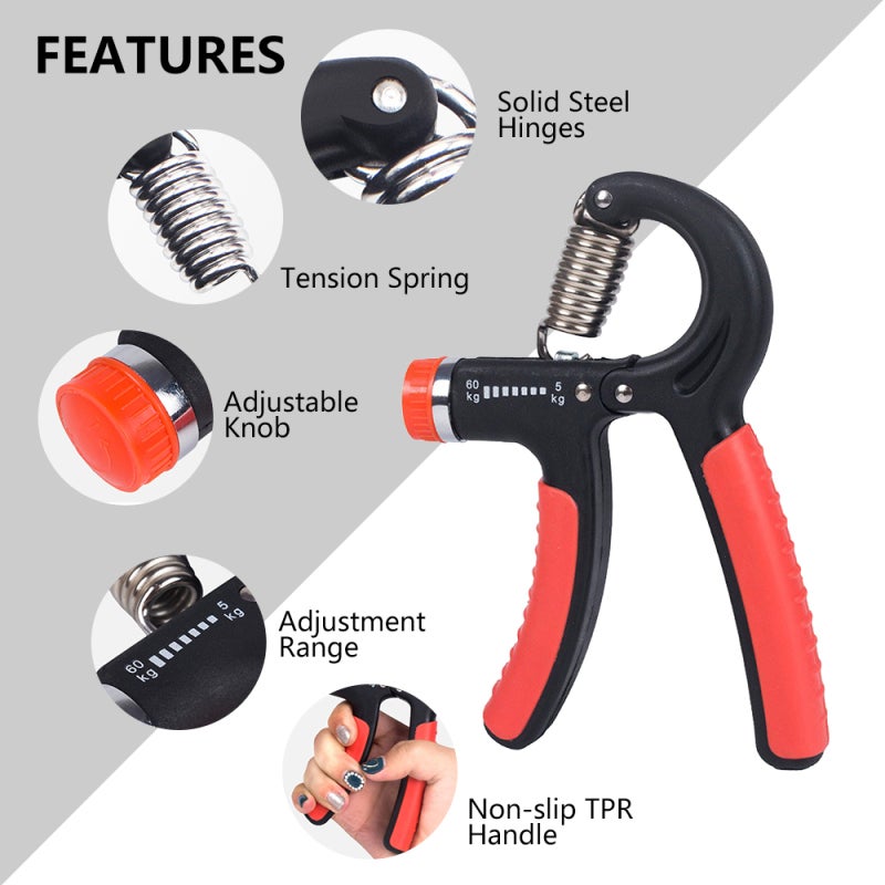 Hand Grip Strengthener: Adjustable Resistance 5kg To 60kg - Ergonomic Soft TPR Rubber Handle For Forearm Wrist Finger Hand Muscle Training - Image 4