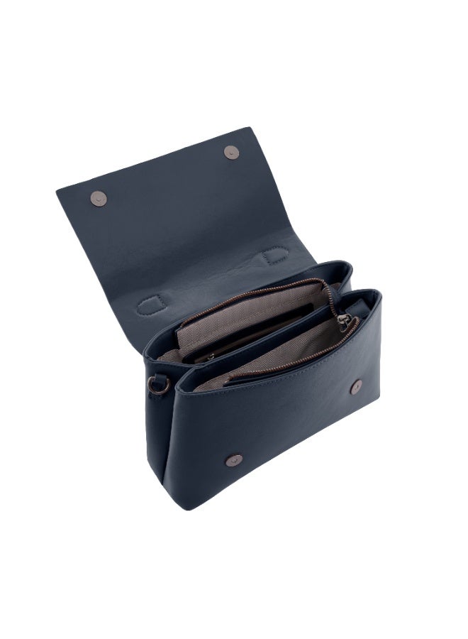 فوسكا شنطة Foska نسائية جلد كروس وكتف مع وشاح أنيق – شنطة يد بمقبض علوي لون أزرق داكن - Image 5