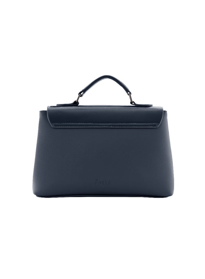 فوسكا شنطة Foska نسائية جلد كروس وكتف مع وشاح أنيق – شنطة يد بمقبض علوي لون أزرق داكن - Image 4