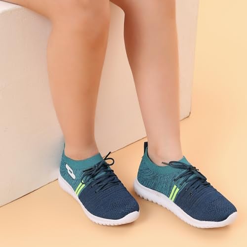TRASE Sports Shoes for Kids Boys | Walking, Running, All Day Casual & Sports Wear (Blue-Parrot Green, 1 UK) - Image 3