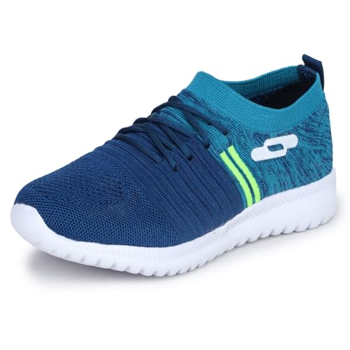 TRASE Sports Shoes for Kids Boys | Walking, Running, All Day Casual & Sports Wear (Blue-Parrot Green, 1 UK) - Image 1