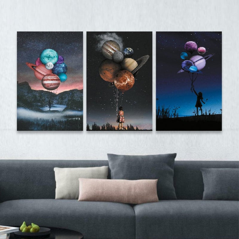 Marktna Three luxurious canvas prints with a modern design and a hollow frame, measuring (120×60), three pieces - Image 1