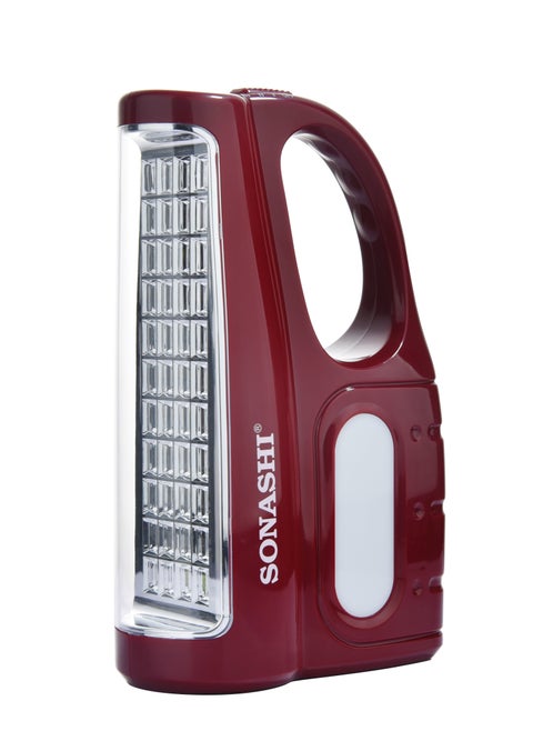 Rechargeable Emergency Lantern  Bright LED Light Side Bright Light with Builtin Battery and Charge Indicator  Solar Charing Function with Working Time 12 Hrs  Perfect for Outdoors SEL-720N Red