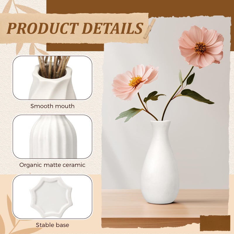 Yaomiao Set of 24 5'' White Ceramic Bud Vase Bulk Boho Rustic Small Flower Vase for Centerpieces for Wedding Home Dining Table Decoration DIY Gift, 12 Styles - Image 3