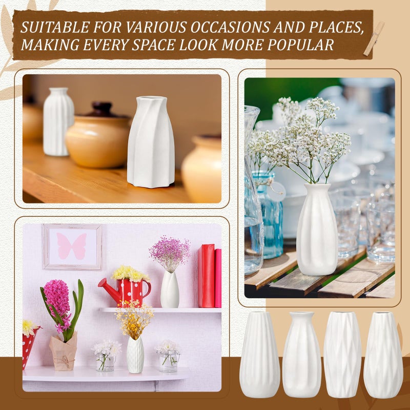 Yaomiao Set of 24 5'' White Ceramic Bud Vase Bulk Boho Rustic Small Flower Vase for Centerpieces for Wedding Home Dining Table Decoration DIY Gift, 12 Styles - Image 5