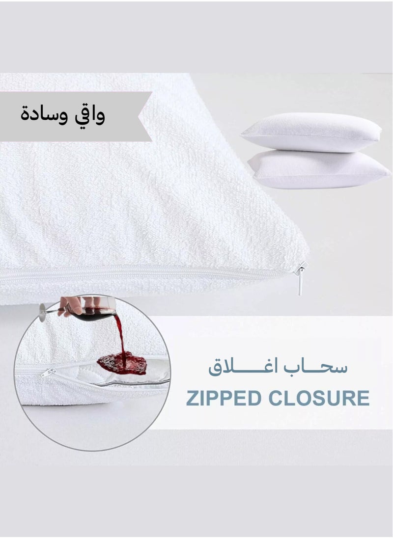 Art Comfort 4-Pack Waterproof Pillow Protectors – 100% Liquid Resistant – Luxury Cotton, Hypoallergenic, Breathable, Ultra Soft – Ultimate Protection Against Spills, Stains, Dust Mites & Allergens  - Image 5