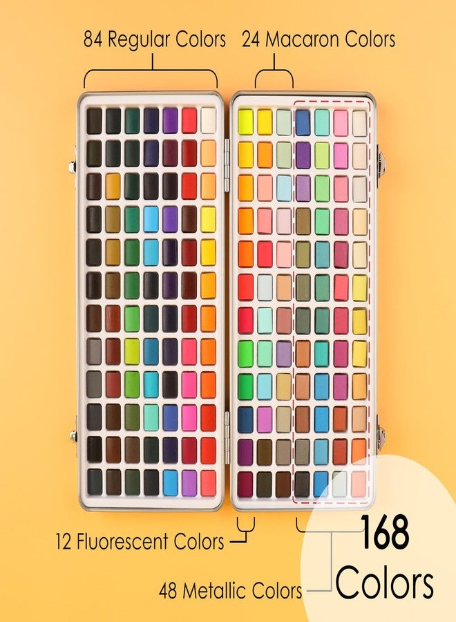 Grabie Watercolor Paint Set, Watercolor Paints, 168 Colors, Painting Set with Coloring Book, Water Brushes and Drawing Pencil, Art Supplies, Perfect Starter Kit for Watercolor Painting - Image 3