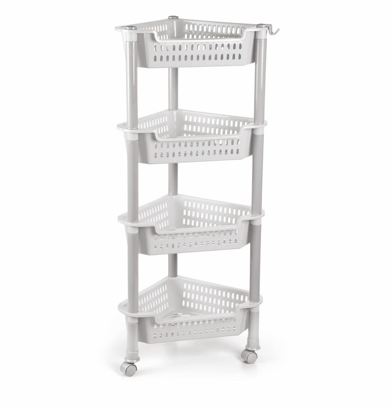 Nayasa Corner Trolley 4 Layers Kitchen Organizer Vegetable Stand for Kitchen Kitchen Shelf Organizer Vegetable Basket Vegetable Trolley with Wheels 395 X 28 X 89 cm Grey - Image 5