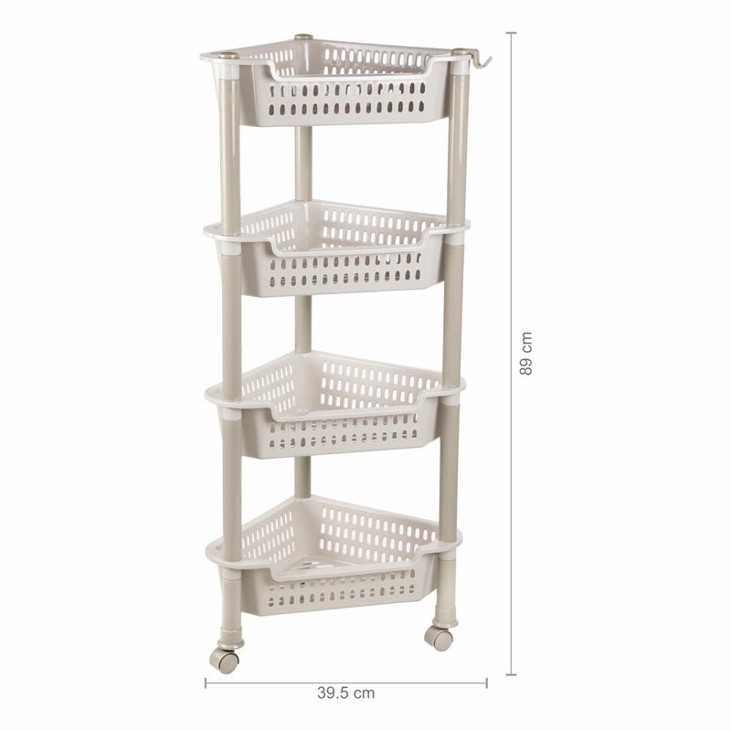 Nayasa Corner Trolley 4 Layers Kitchen Organizer Vegetable Stand for Kitchen Kitchen Shelf Organizer Vegetable Basket Vegetable Trolley with Wheels 395 X 28 X 89 cm Grey - Image 3