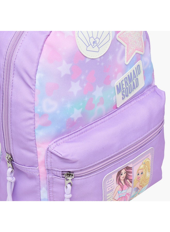 Barbie Girls Mermaid Print School Backpack with Adjustable Shoulder Straps - 33x25x10 cm  - Image 5