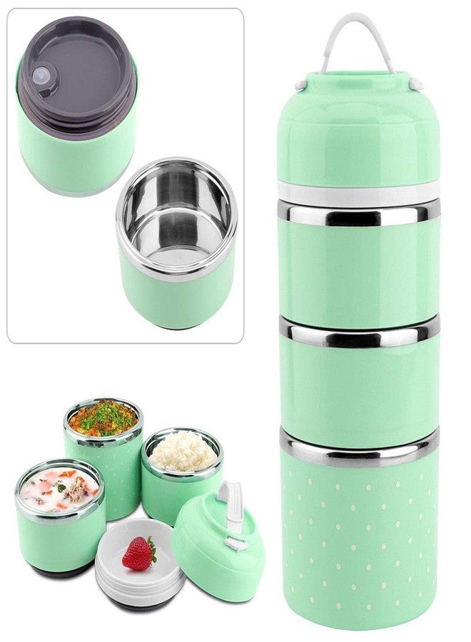 STHITI Leak-Proof Lunch Box Food Container Tiffin Hot Box Stainless Steel and Plastic 2 Layer Insulated Lunch Box Vacuum with Handle - Multi Color - Image 4