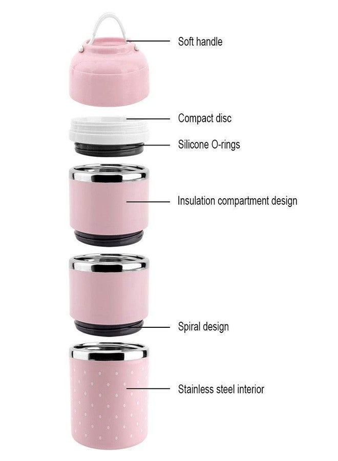 STHITI Leak-Proof Lunch Box Food Container Tiffin Hot Box Stainless Steel and Plastic 2 Layer Insulated Lunch Box Vacuum with Handle - Multi Color - Image 3