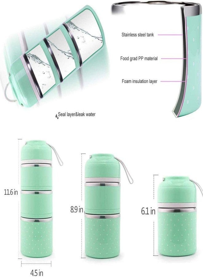 STHITI Leak-Proof Lunch Box Food Container Tiffin Hot Box Stainless Steel and Plastic 2 Layer Insulated Lunch Box Vacuum with Handle - Multi Color - Image 2