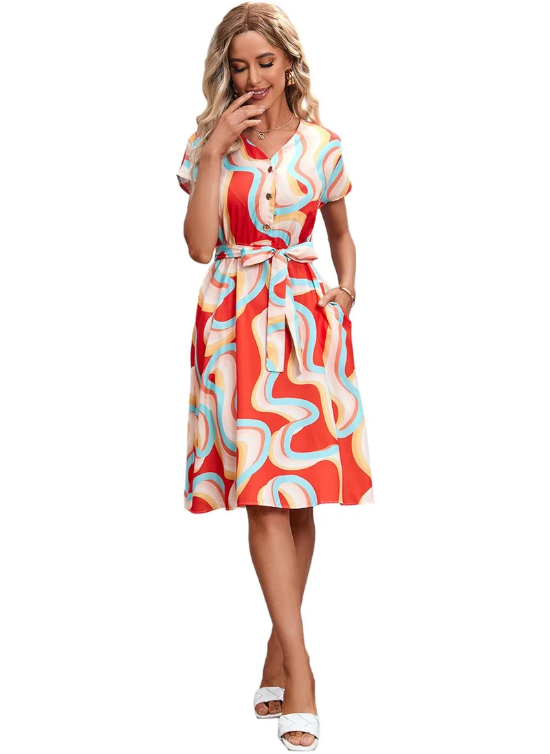 YUNIQEE Belted Printed Dress