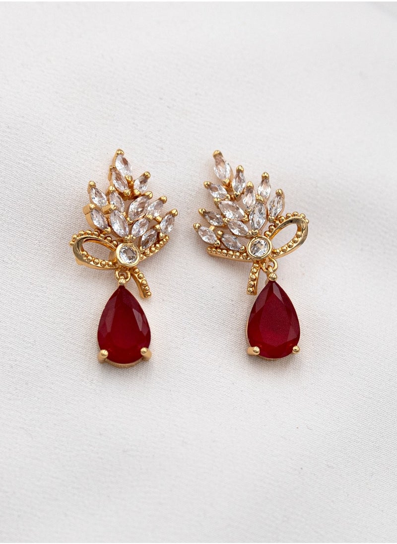 mjuhurat - Red stone earrings perfect for daily wear for girls - Image 1
