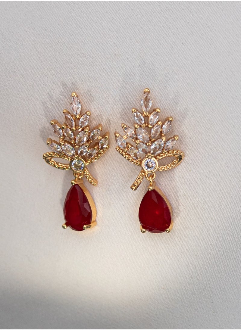 mjuhurat - Red stone earrings perfect for daily wear for girls - Image 1