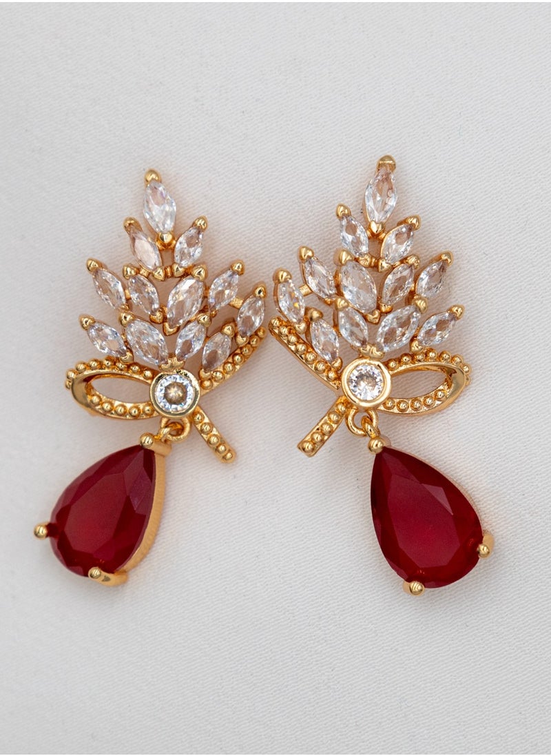 mjuhurat - Red stone earrings perfect for daily wear for girls - Image 1