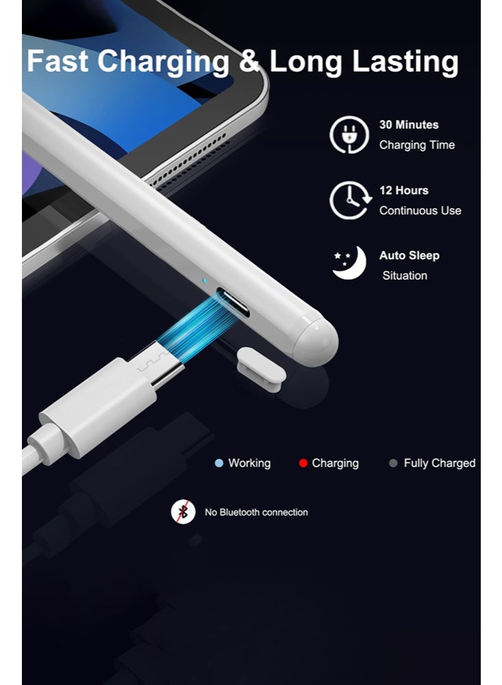 Stylus Pen for iPad 9th&10th Generation-Fast Charge Active Pencil Compatible with 2018-2024 Apple iPad Pro 11"/12.9"/M4, iPad Air 3/4/5/M2, iPad 6-10, iPad Mini 5/6 Gen - Image 2