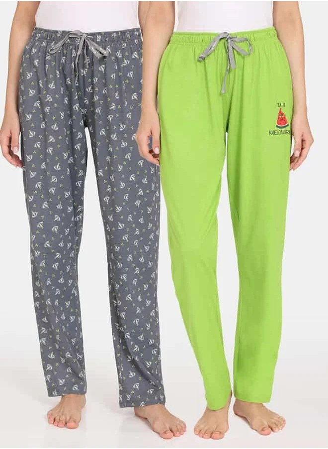 zivame Set of 2 - Zivame Printed Pyjamas with Drawstring Closure