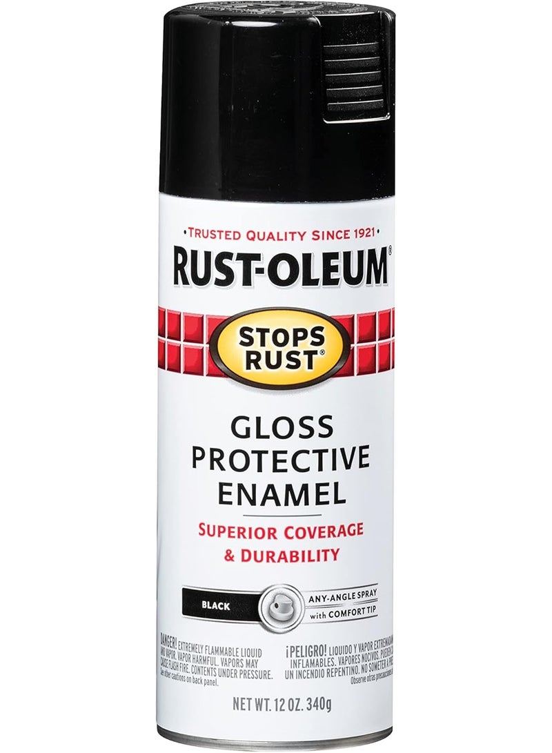 رست أوليوم طلاء بخاخ مينا واقي لامع مقاوم للصدأ أسود 340 جرام - Image 2
