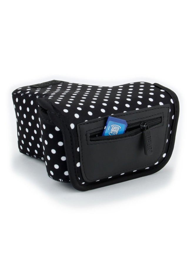 USA Gear USA GEAR DSLR Camera Sleeve with Neoprene Protection, Holster Belt Loop and Accessory Storage - Compatible with Canon EOS Rebel T7, 850D, 250D, SL3, R7, Nikon D3500, D5600, and More (Polka Dot)  - Image 3