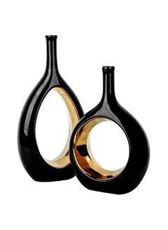 Home & More Black and Gold Vase Set of 2 Ceramic Vase for Home Decor  - Image 2