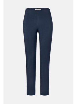 Tchibo Women Regular Fit Plain Straight Leg Pant, Navy  - Image 3