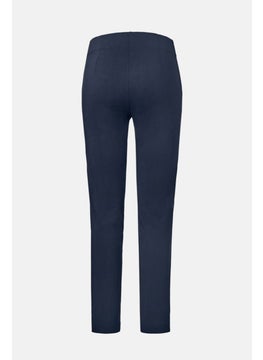 Tchibo Women Regular Fit Plain Straight Leg Pant, Navy  - Image 2
