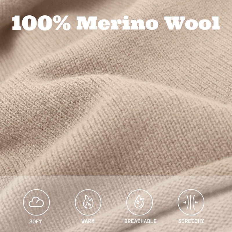 ACUSHLA 100% Merino Wool Slouchy Beanie for Women & Men Knit Winter Hat Unisex Warm Skull Cap for Cold Weather, Light Beige - Image 5