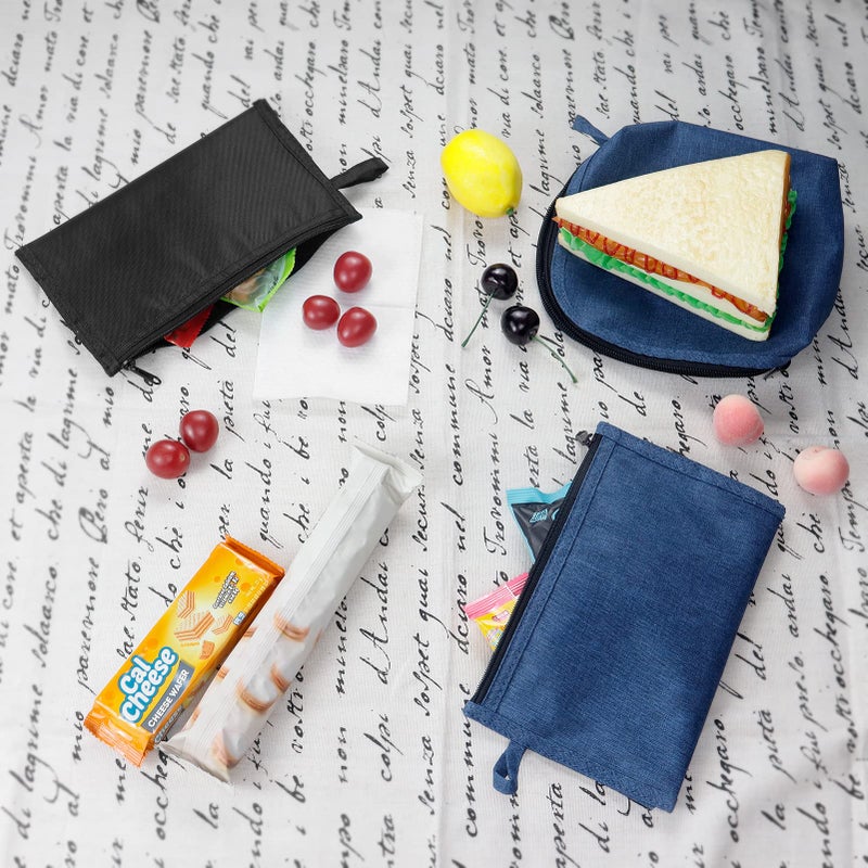 Moyad Reusable Sandwich Snack Bags, 2 Pack Zipper Lunch Pouches, Dishwasher Safe & BPA Free, Compact Food Storage for Work, Travel, Picnic, Black - Image 2