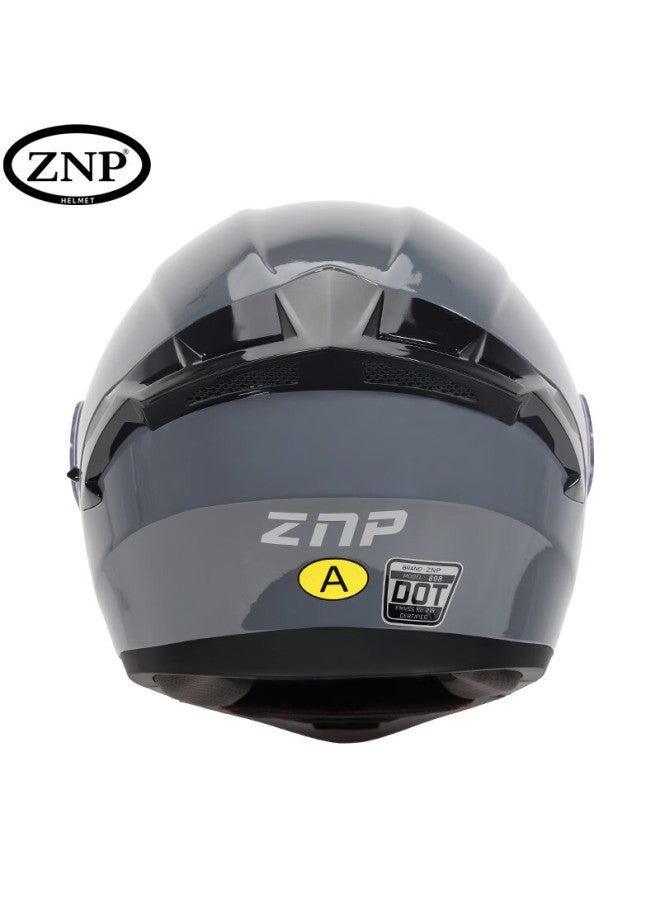 Znp 808 Motorcycle Helmet Uni Flip-up Helmet Four Seasons Universal Electric Motorcycle Full Face Helmet Cement Gray L - Image 2