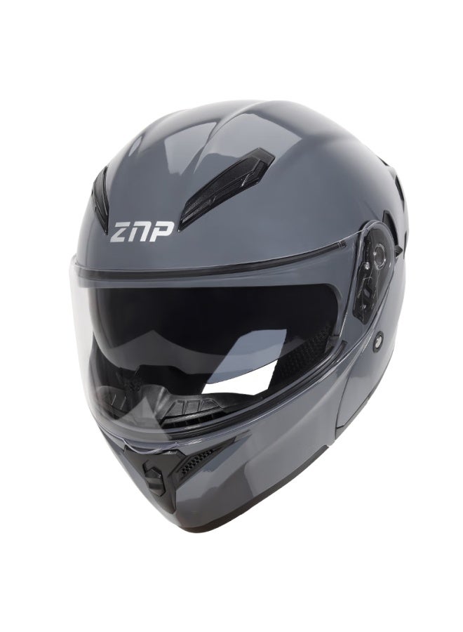 Znp 808 Motorcycle Helmet Uni Flip-up Helmet Four Seasons Universal Electric Motorcycle Full Face Helmet Cement Gray L - Image 4