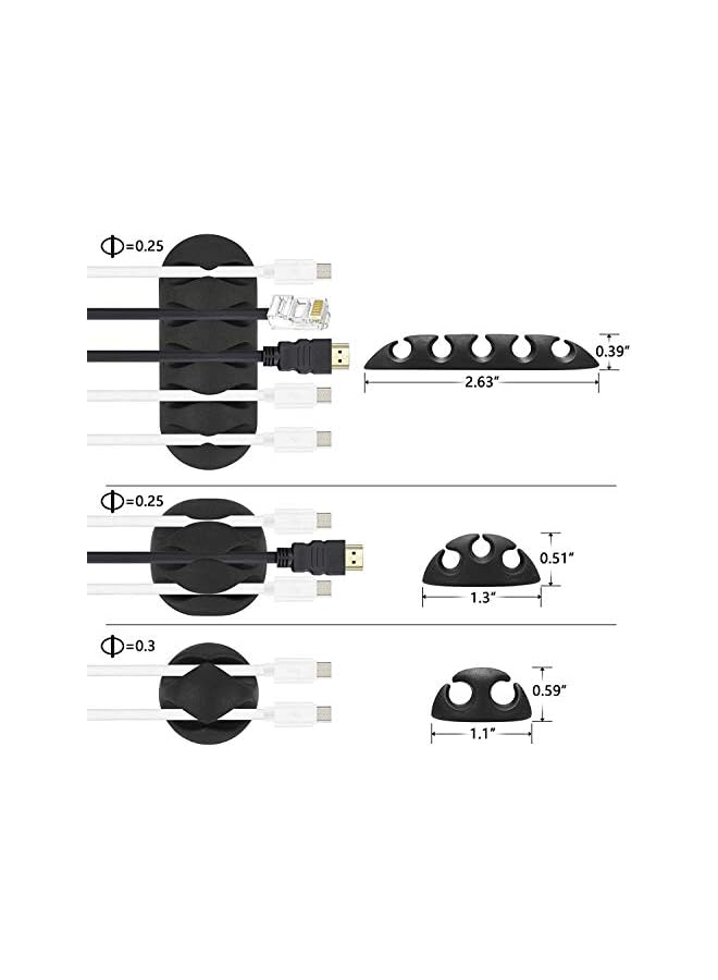 PROMASS 126 PCS Cord Wire Management Organizer Kit Set, With Zipper Cable Sleeve, Cable Clip Holder, Self Adhesive tie, Fastening Cable Ties for TV Office Home Electronics Factory Store etc - Image 3
